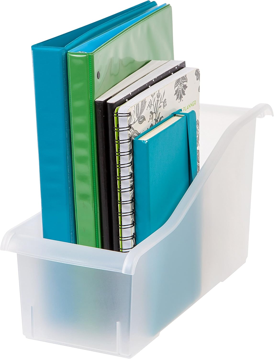 Small Desktop File Box with Open Lid, Clear