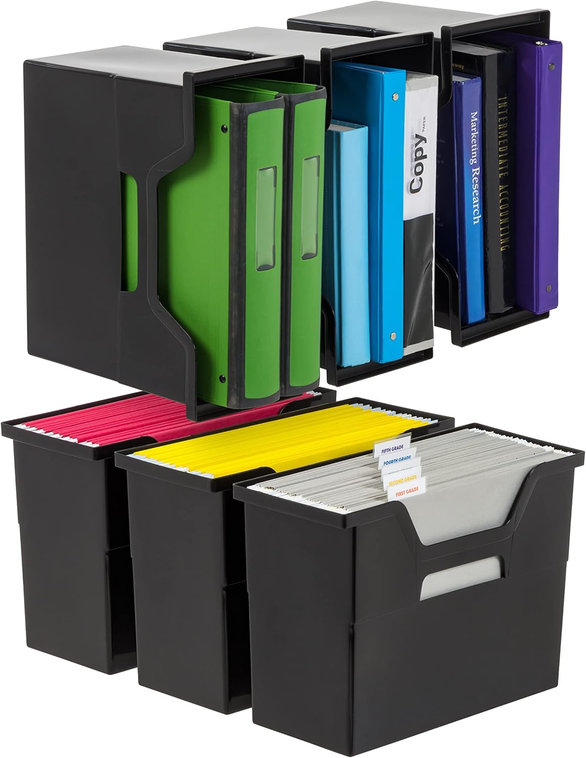 Small Desktop File Box with Open Lid, Clear