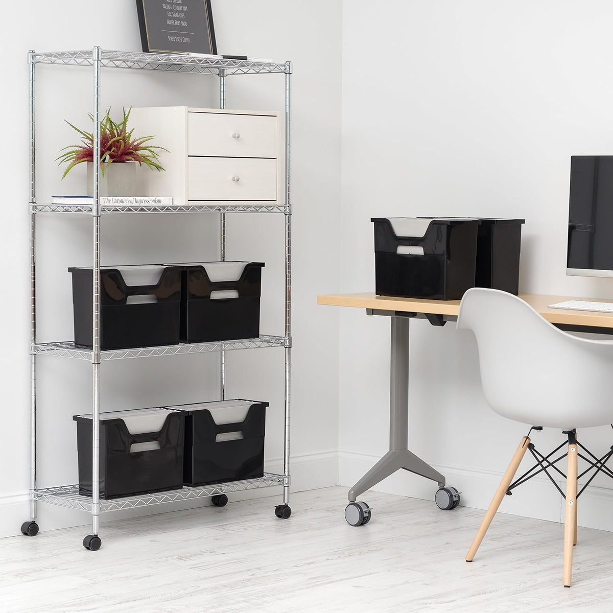 Small Desktop File Box with Open Lid, Clear