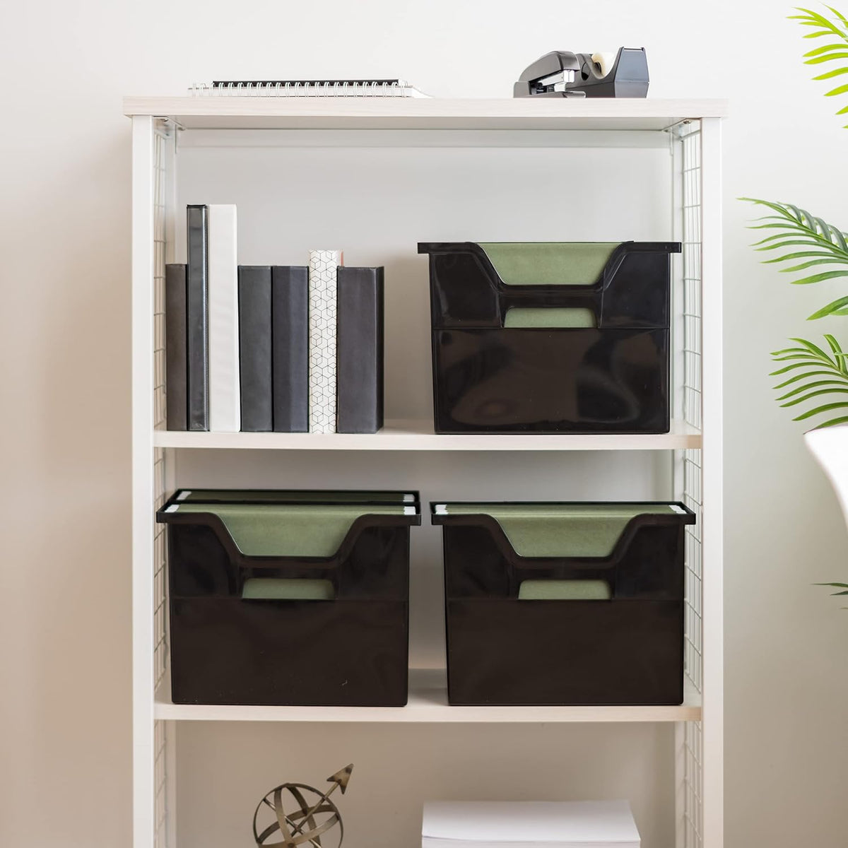 Small Desktop File Box with Open Lid, Clear