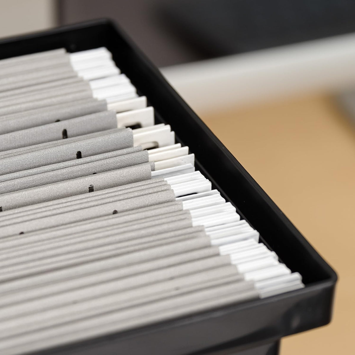 Small Desktop File Box with Open Lid, Clear