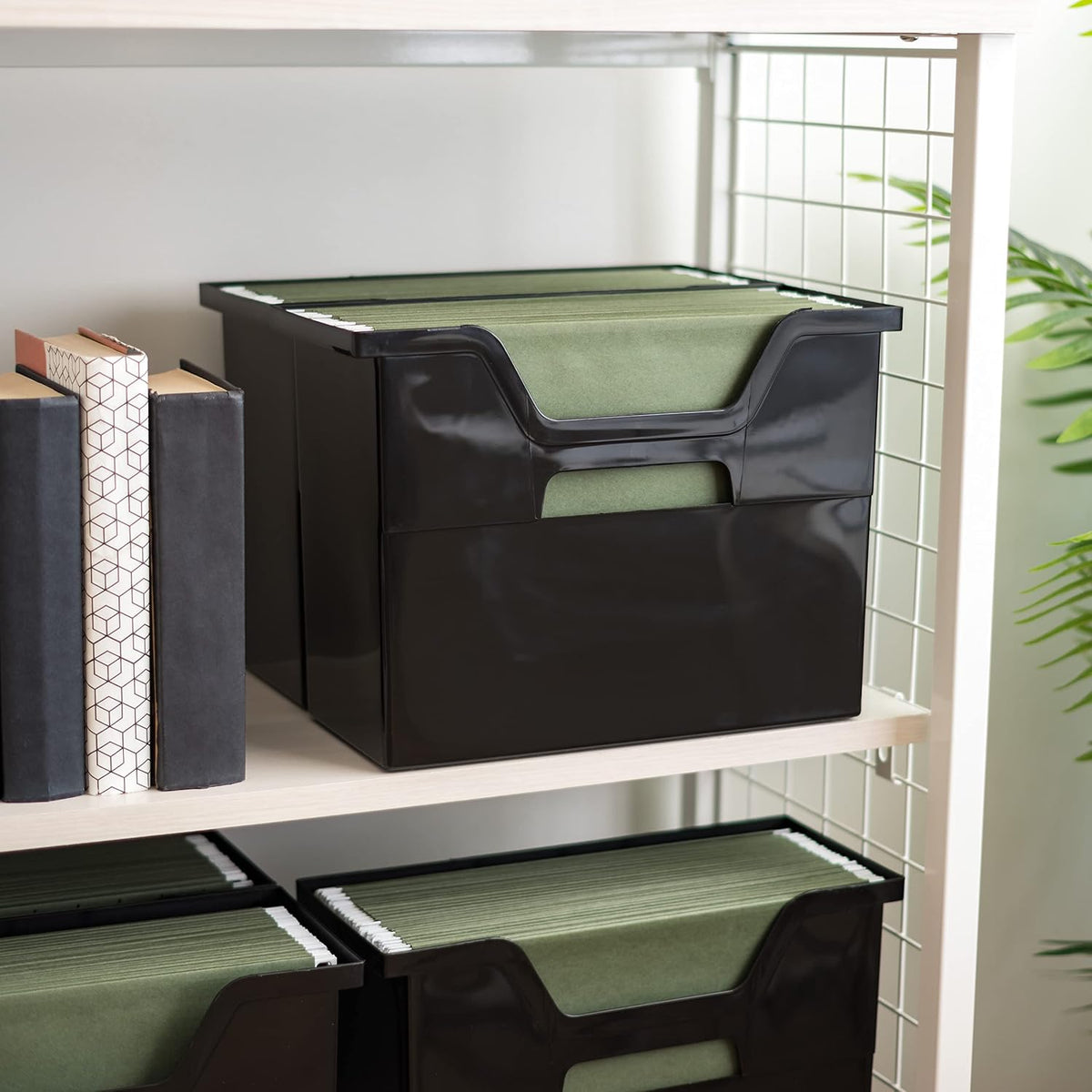 Small Desktop File Box with Open Lid, Clear