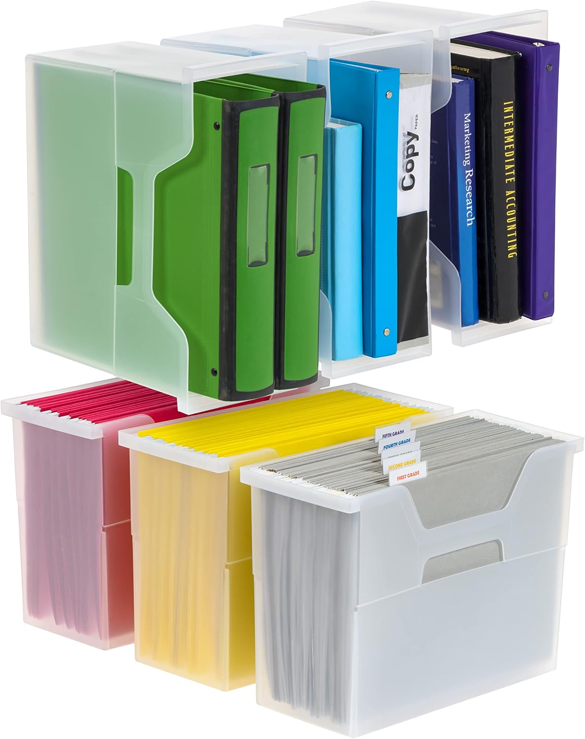 Small Desktop File Box with Open Lid, Clear