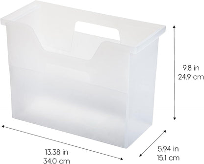 Small Desktop File Box with Open Lid, Clear