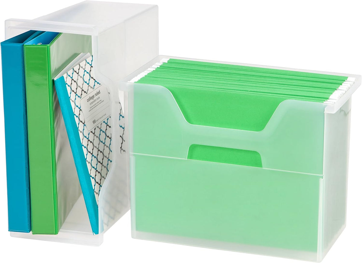 Small Desktop File Box with Open Lid, Clear