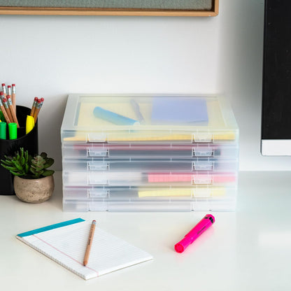 Small Desktop File Box with Open Lid, Clear