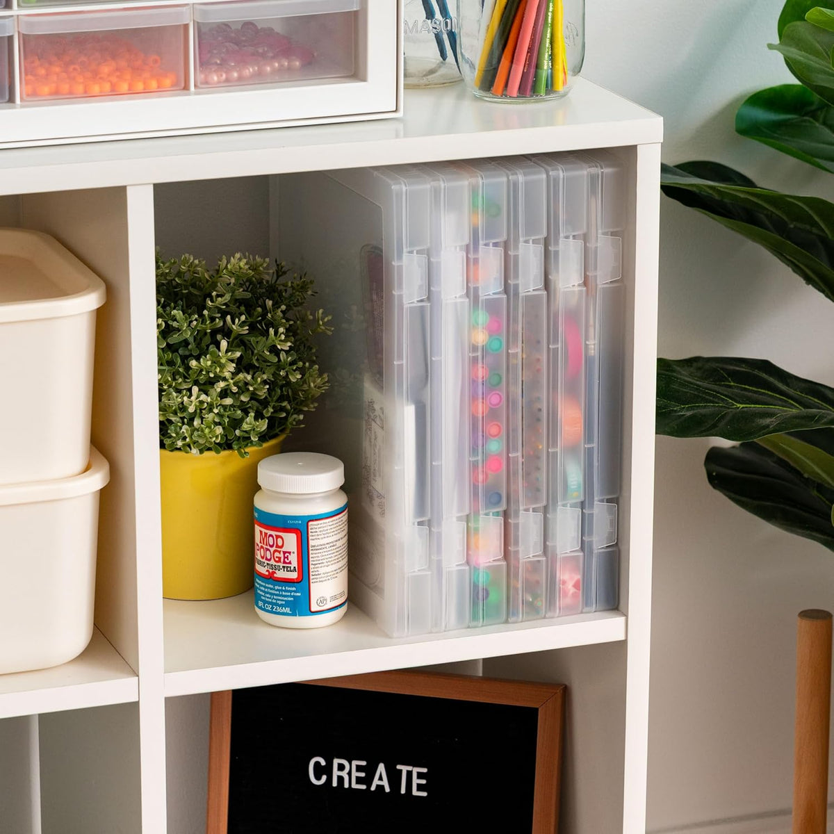 Small Desktop File Box with Open Lid, Clear