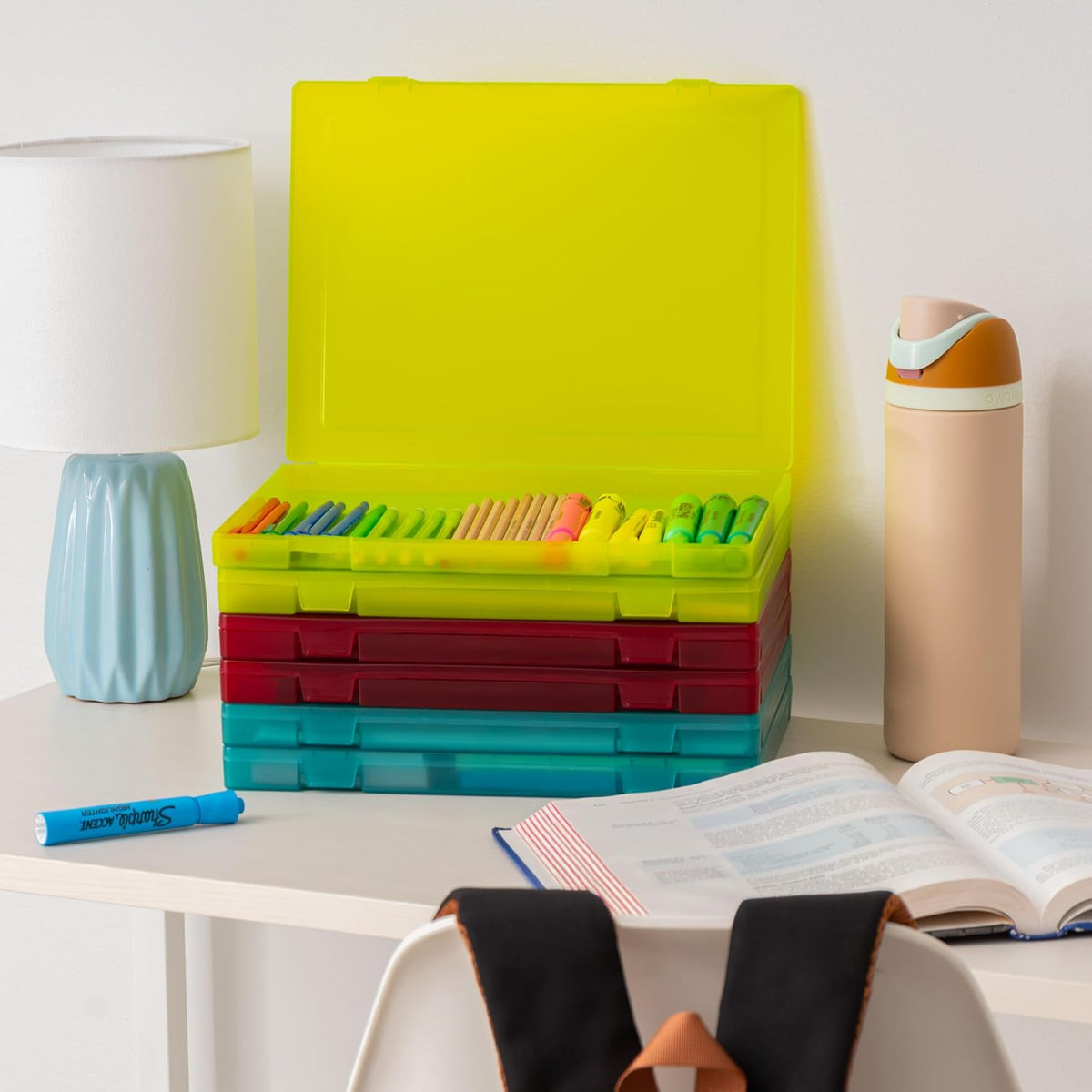 Small Desktop File Box with Open Lid, Clear