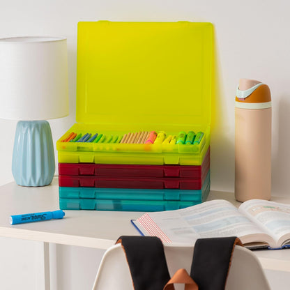 Small Desktop File Box with Open Lid, Clear