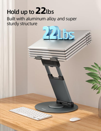 18" Height Telescopic 360 Rotating Aluminum Laptop Stand Desk, Gray