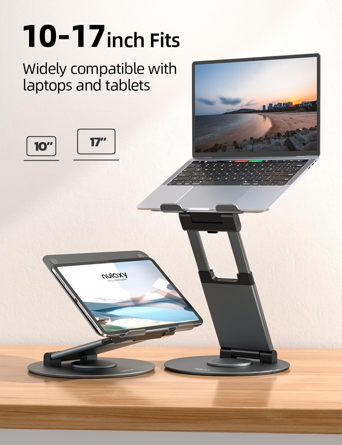18" Height Telescopic 360 Rotating Aluminum Laptop Stand Desk, Gray