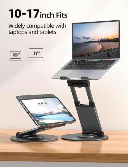 18" Height Telescopic 360 Rotating Aluminum Laptop Stand Desk, Gray