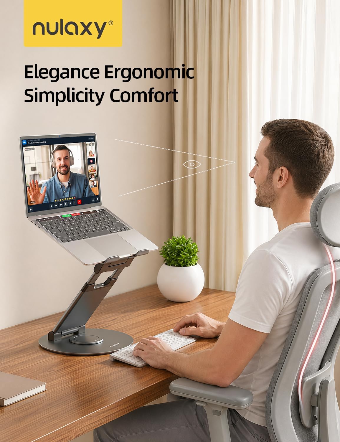 18" Height Telescopic 360 Rotating Aluminum Laptop Stand Desk, Gray