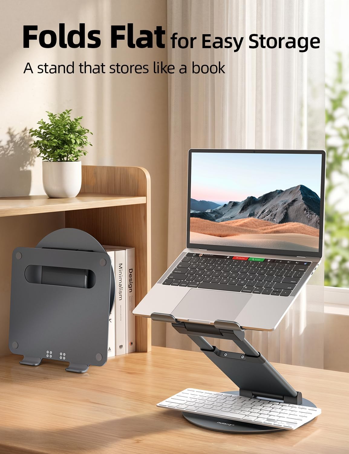 18" Height Telescopic 360 Rotating Aluminum Laptop Stand Desk, Gray