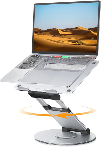 18" Height Telescopic 360 Rotating Aluminum Laptop Stand Desk, Gray