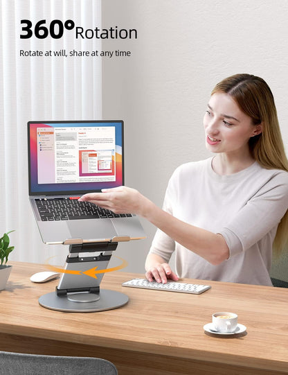 18" Height Telescopic 360 Rotating Aluminum Laptop Stand Desk, Gray
