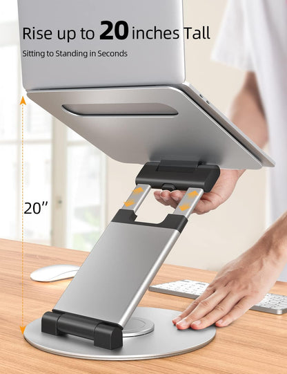 18" Height Telescopic 360 Rotating Aluminum Laptop Stand Desk, Gray