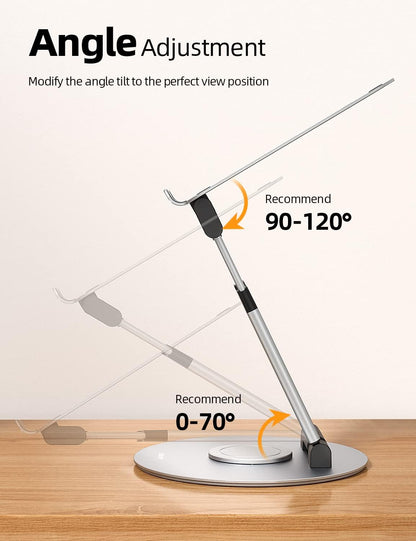 18" Height Telescopic 360 Rotating Aluminum Laptop Stand Desk, Gray
