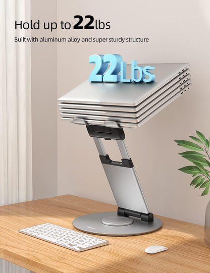 18" Height Telescopic 360 Rotating Aluminum Laptop Stand Desk, Gray