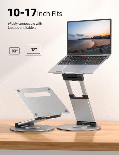 18" Height Telescopic 360 Rotating Aluminum Laptop Stand Desk, Gray