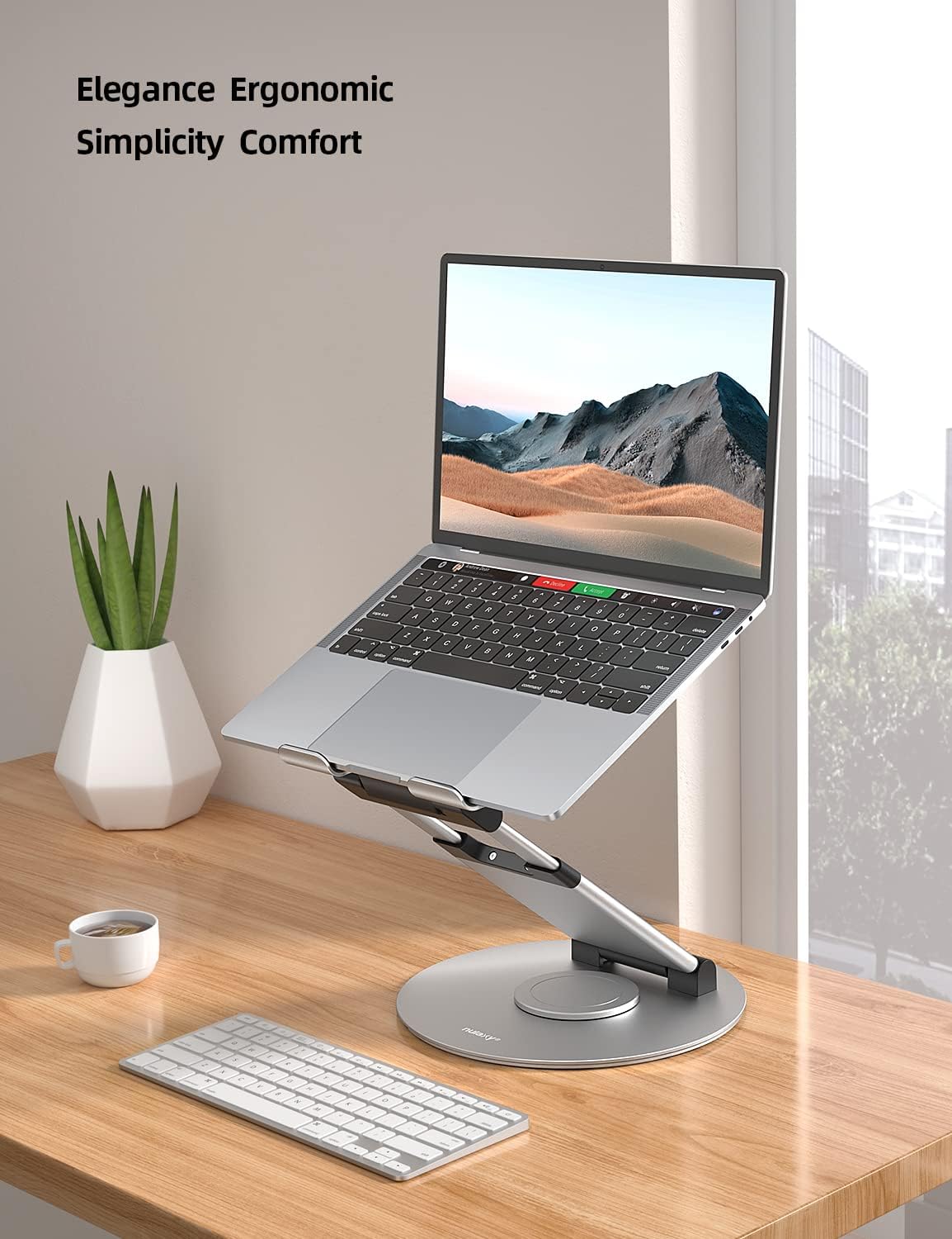 18" Height Telescopic 360 Rotating Aluminum Laptop Stand Desk, Gray