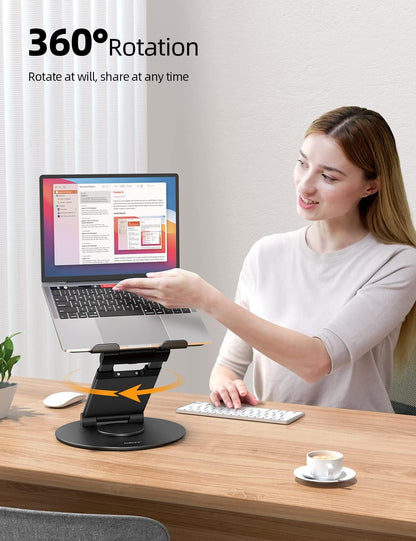 18" Height Telescopic 360 Rotating Aluminum Laptop Stand Desk, Gray