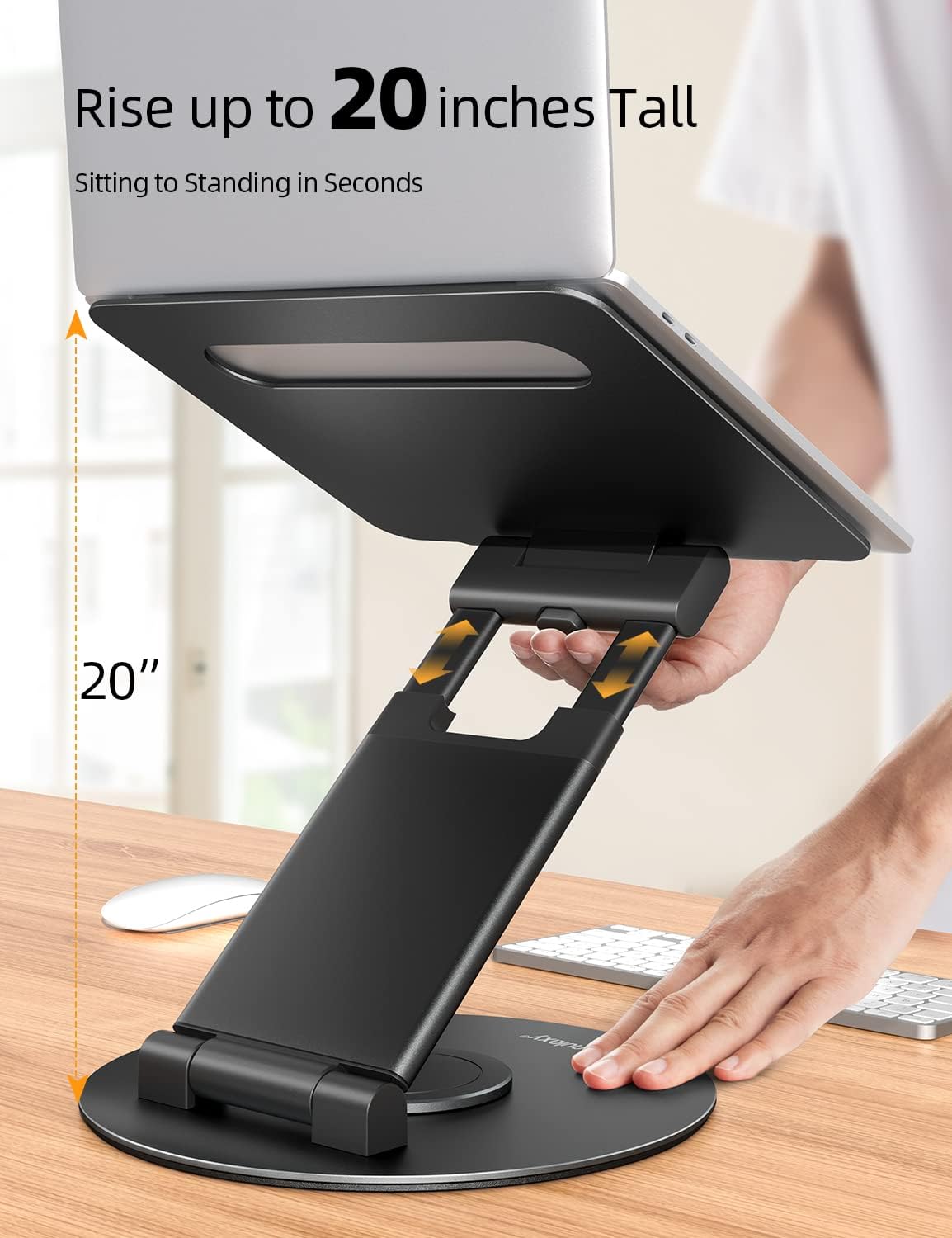18" Height Telescopic 360 Rotating Aluminum Laptop Stand Desk, Gray