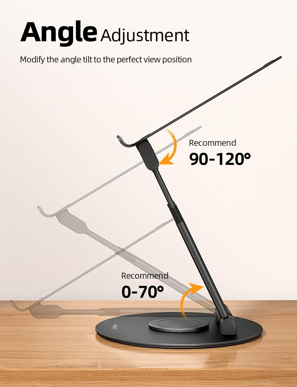 18" Height Telescopic 360 Rotating Aluminum Laptop Stand Desk, Gray
