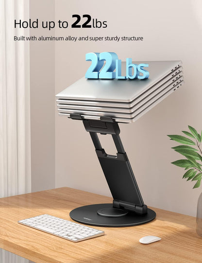 18" Height Telescopic 360 Rotating Aluminum Laptop Stand Desk, Gray