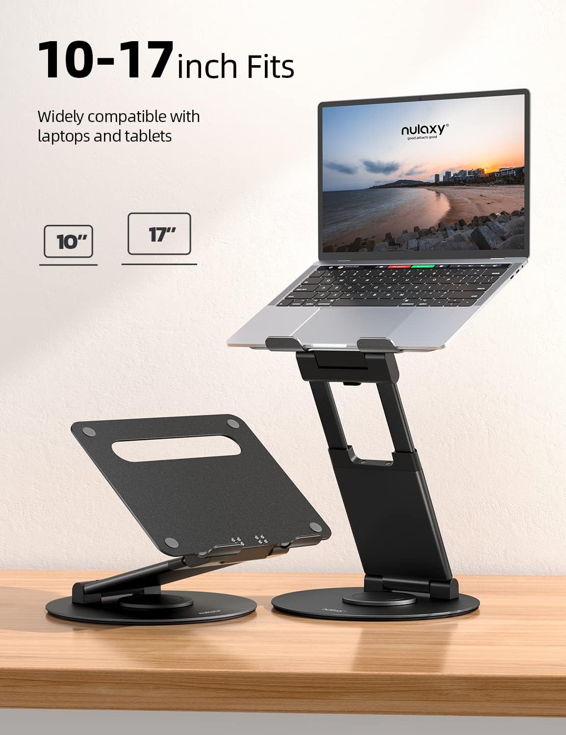 18" Height Telescopic 360 Rotating Aluminum Laptop Stand Desk, Gray