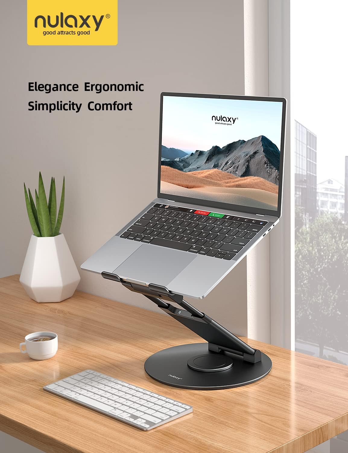 18" Height Telescopic 360 Rotating Aluminum Laptop Stand Desk, Gray