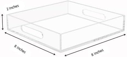KEVLANG Glossy White Sturdy Acrylic Serving Tray with Handles-12x20 Inch-Serving Coffee Appetizer Breakfast-Kitchen Countertop Makeup Drawer Organizer-Vanity Table Ottoman Decorative Tray