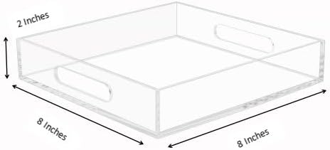 KEVLANG Glossy White Sturdy Acrylic Serving Tray with Handles-12x20 Inch-Serving Coffee Appetizer Breakfast-Kitchen Countertop Makeup Drawer Organizer-Vanity Table Ottoman Decorative Tray