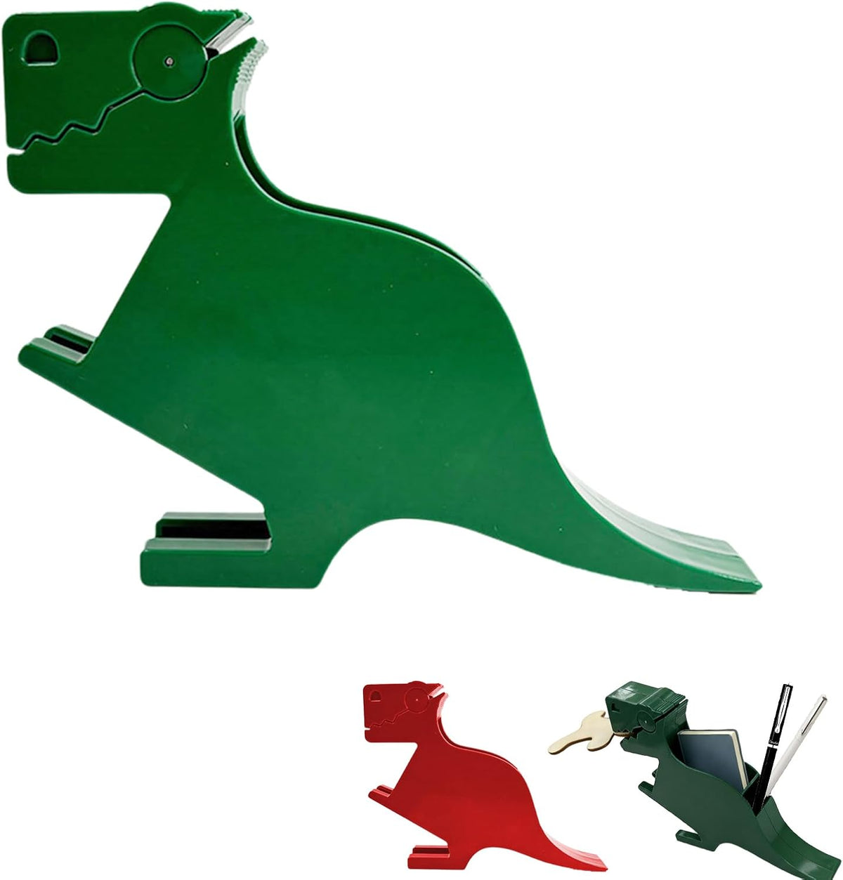 Dinosaur Note Holder - Memo Dispenser Organizer, Funny Desk Accessories & Office Supplies, Pen and Note Storage (Green)