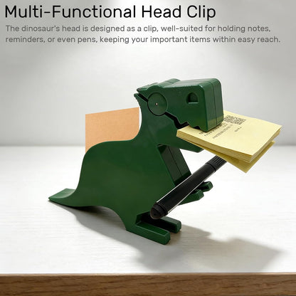 Dinosaur Note Holder - Memo Dispenser Organizer, Funny Desk Accessories & Office Supplies, Pen and Note Storage (Green)