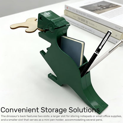 Dinosaur Note Holder - Memo Dispenser Organizer, Funny Desk Accessories & Office Supplies, Pen and Note Storage (Green)