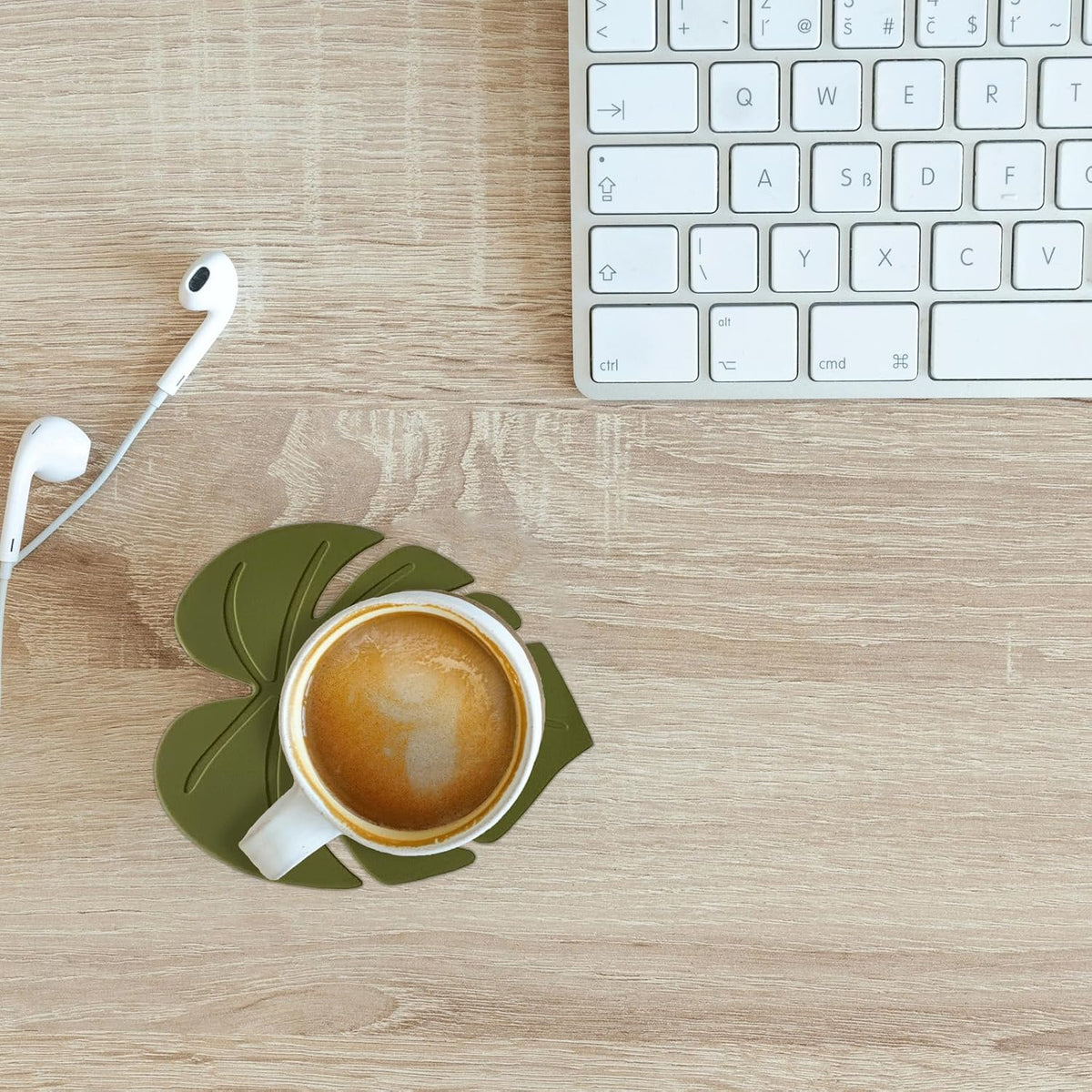 2PCS Fun Silicone Coasters, Cute Monstera Leaf Coaster for Cup Desk Decor