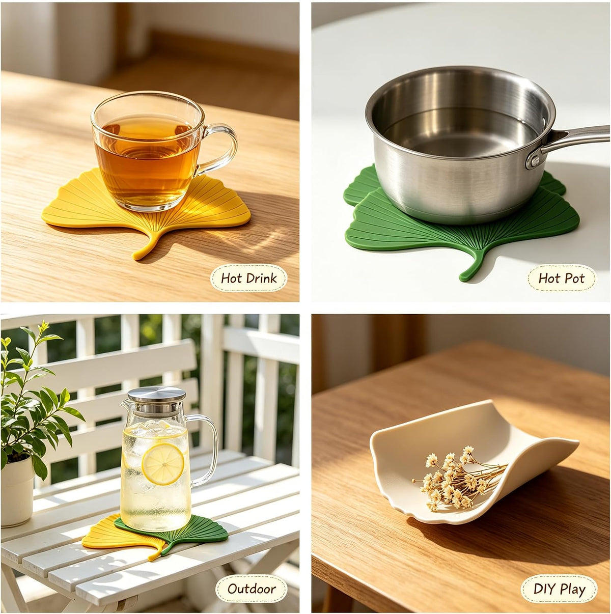 2PCS Fun Silicone Coasters, Cute Monstera Leaf Coaster for Cup Desk Decor
