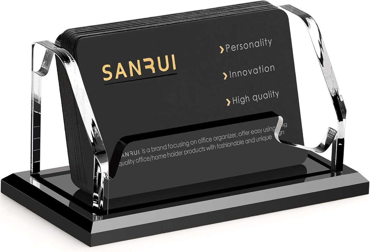 Acrylic Black Business Card Holder Clear Desk Display Stand 1 Slot