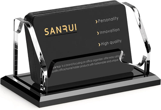 Acrylic Black Business Card Holder Clear Desk Display Stand 1 Slot