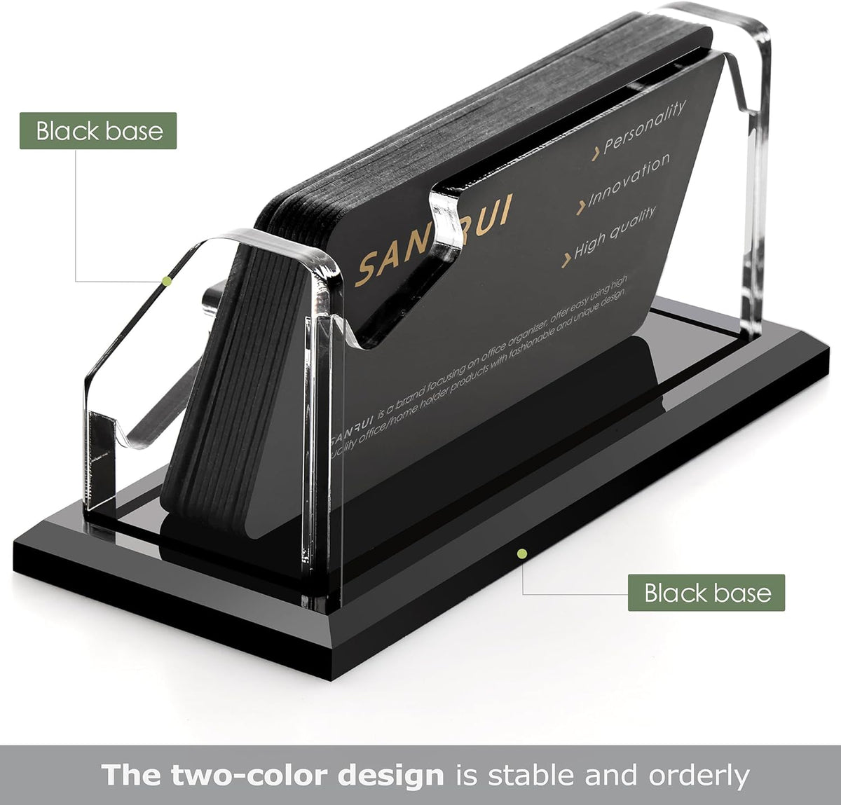 Acrylic Black Business Card Holder Clear Desk Display Stand 1 Slot