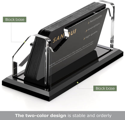 Acrylic Black Business Card Holder Clear Desk Display Stand 1 Slot