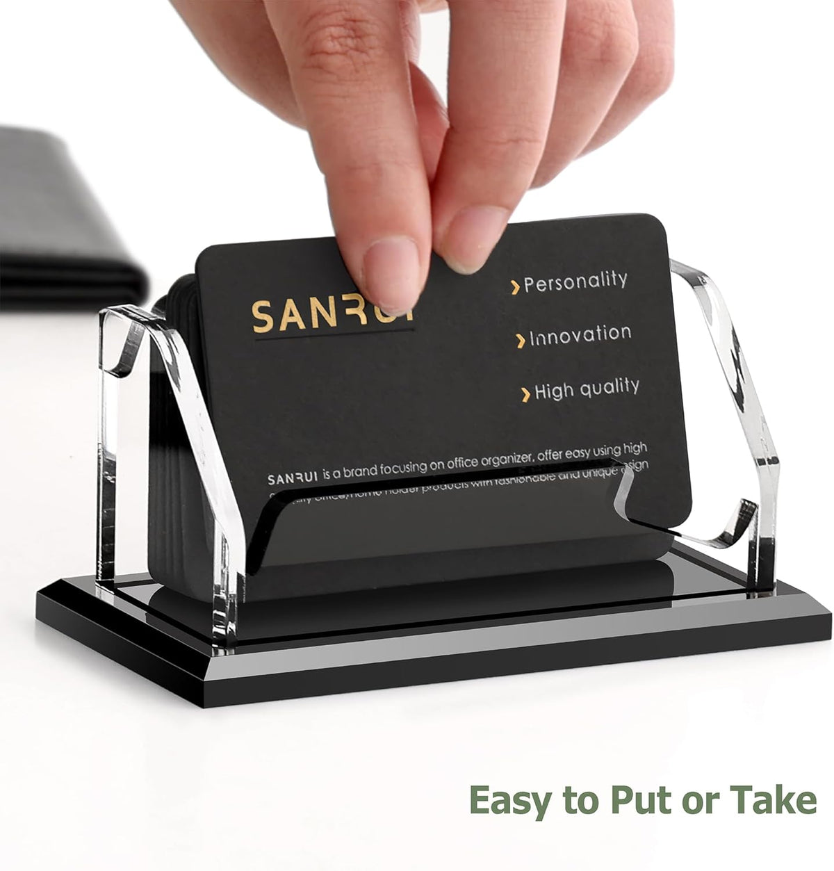 Acrylic Black Business Card Holder Clear Desk Display Stand 1 Slot