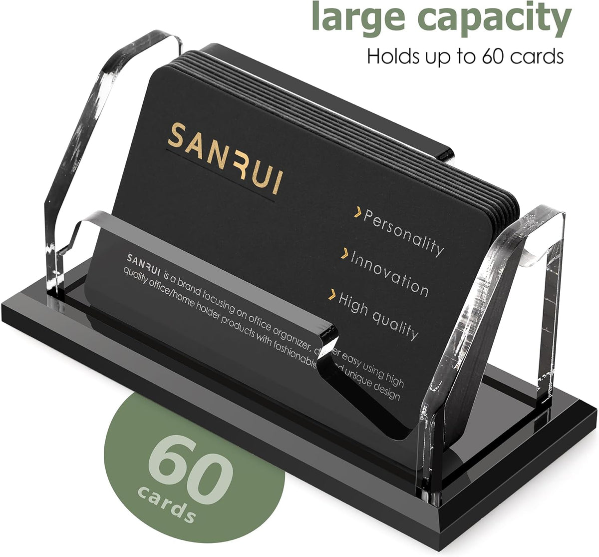 Acrylic Black Business Card Holder Clear Desk Display Stand 1 Slot