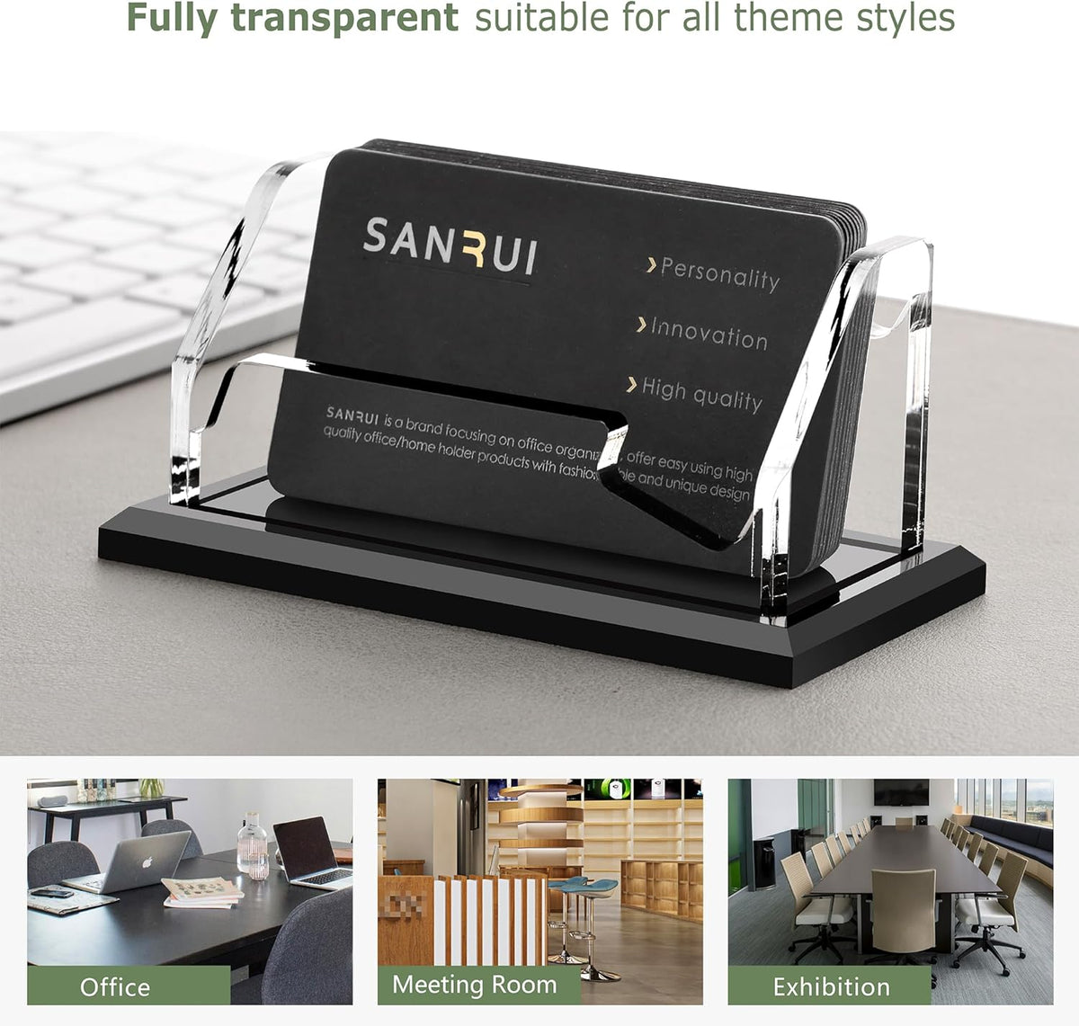 Acrylic Black Business Card Holder Clear Desk Display Stand 1 Slot