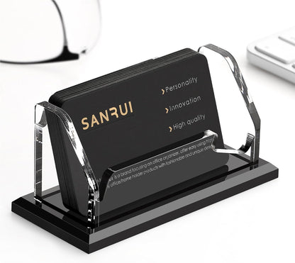 Acrylic Black Business Card Holder Clear Desk Display Stand 1 Slot