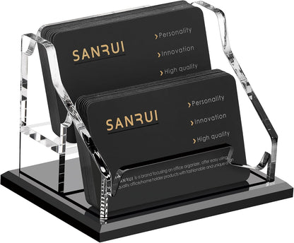 Acrylic Black Business Card Holder Clear Desk Display Stand 1 Slot