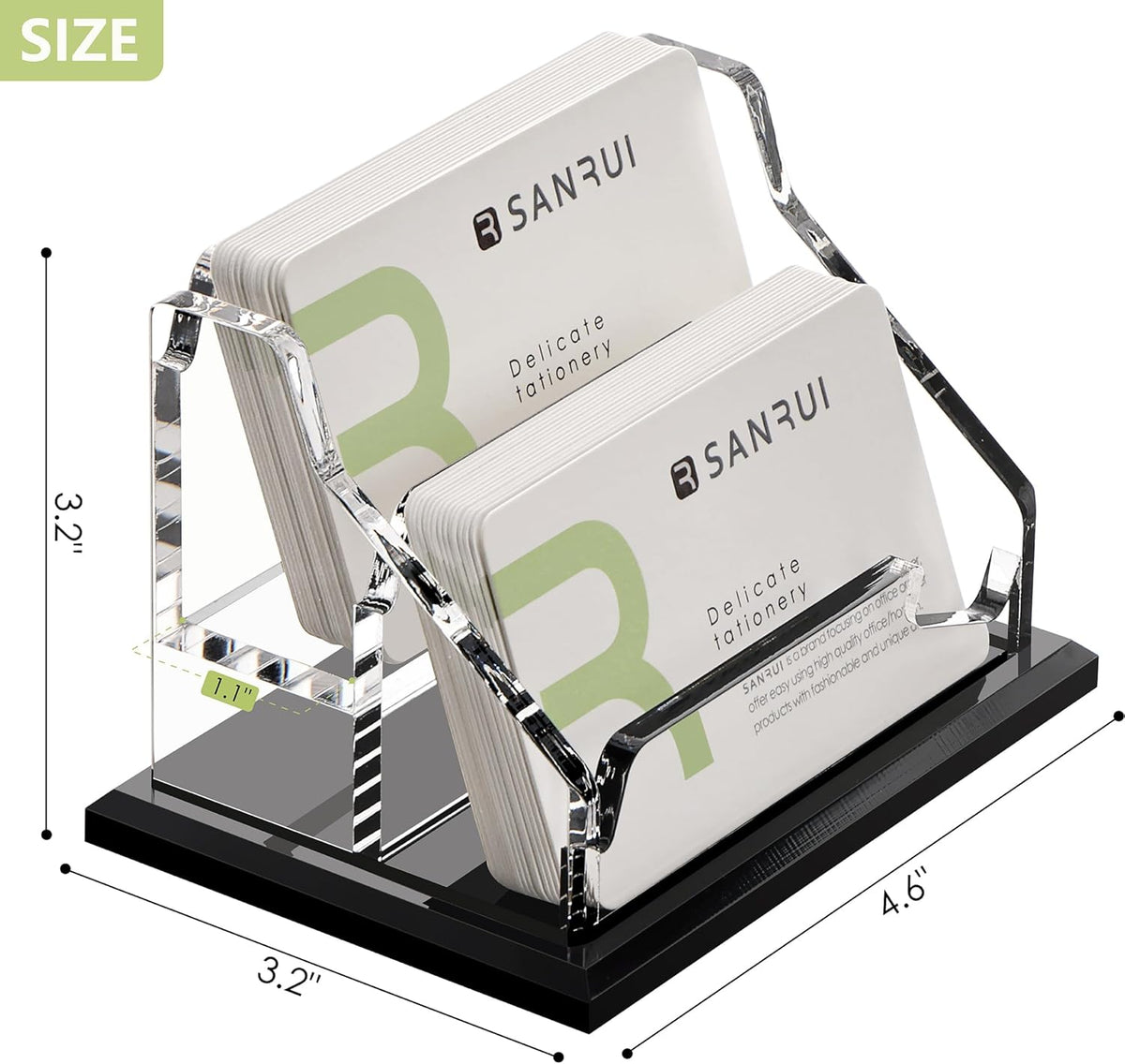 Acrylic Black Business Card Holder Clear Desk Display Stand 1 Slot