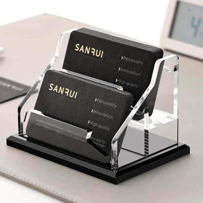 Acrylic Black Business Card Holder Clear Desk Display Stand 1 Slot