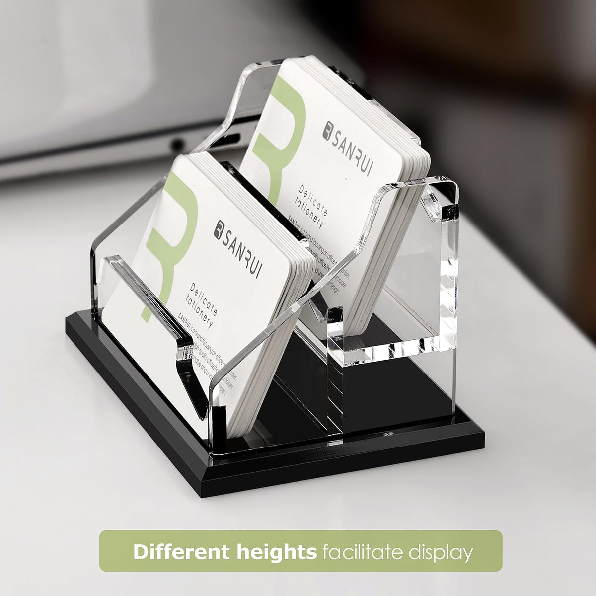 Acrylic Black Business Card Holder Clear Desk Display Stand 1 Slot